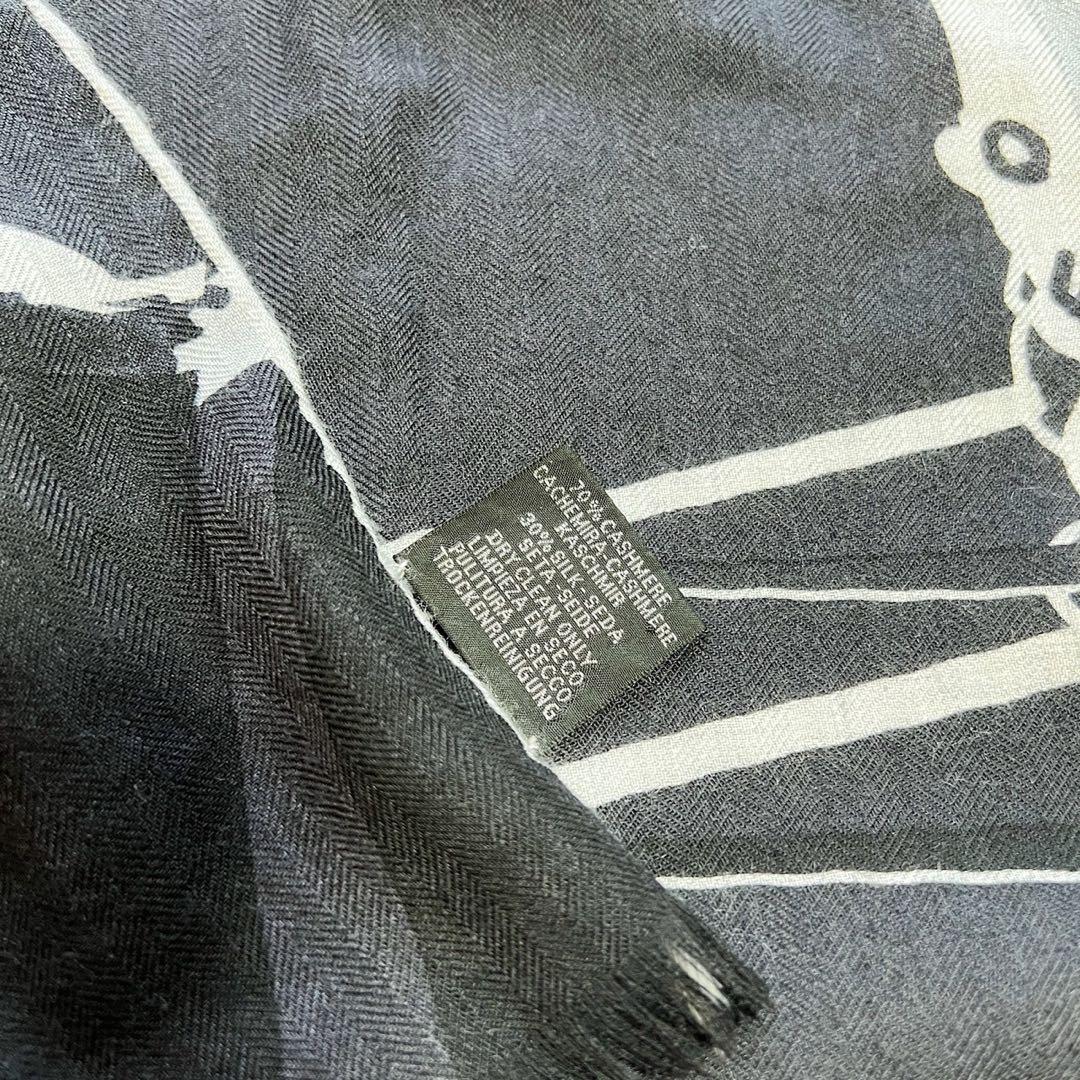 エルメス HERMES レクタングル ストール カシミヤ シルク　ブラック