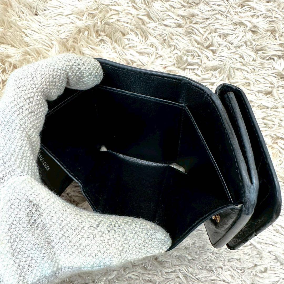 【美品】バレンシアガ 三つ折財布 ブラック エブリデイ カーフスキン