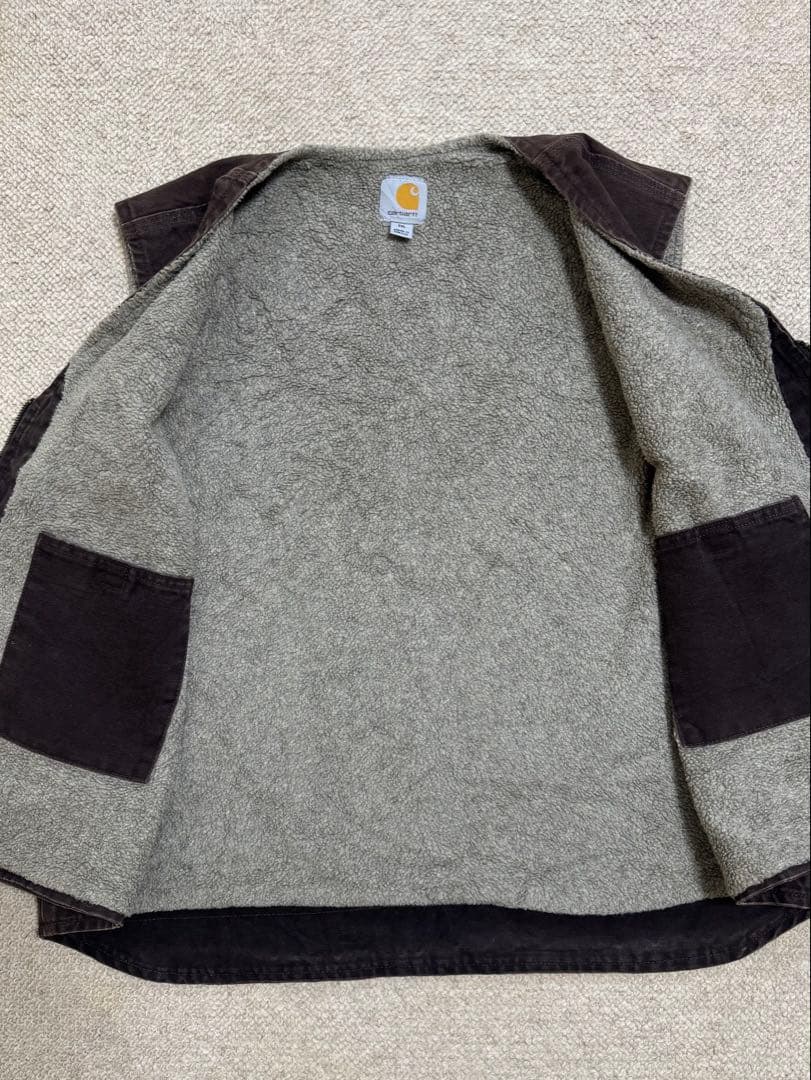 Carhartt フリースライナー ダックベスト ブラウン 2XL メキシコ製