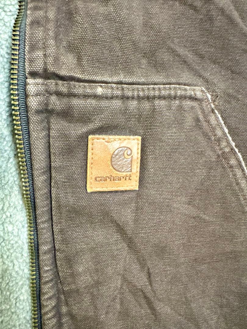Carhartt フリースライナー ダックベスト ブラウン 2XL メキシコ製