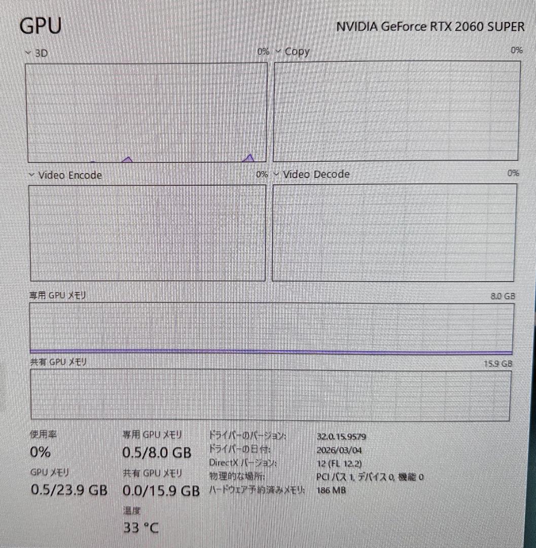 【ジャンク】Nvidia RTX 2060 Super（高負荷でブラックアウト）
