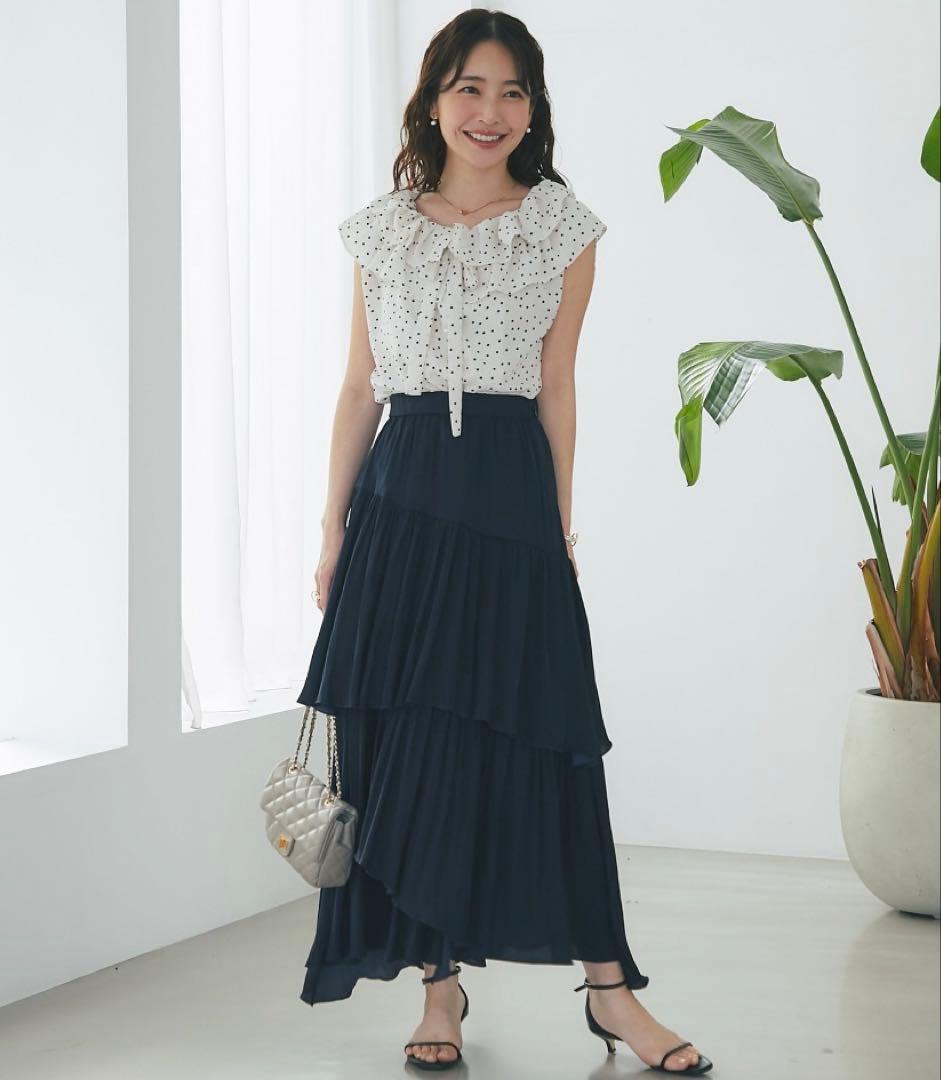 la boutique bonbonネイビー　ティアードロングスカート 38