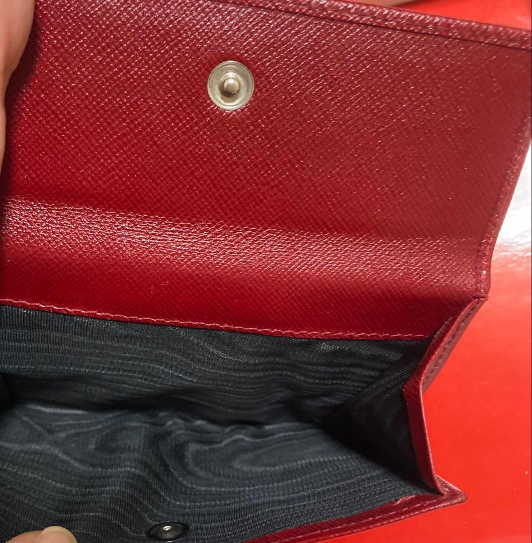 超美品✨プラダ　サフィアーノ　PRADA レッド 二つ折り財布