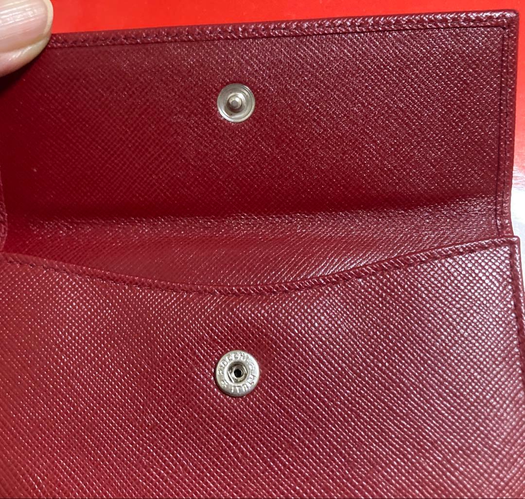 超美品✨プラダ　サフィアーノ　PRADA レッド 二つ折り財布