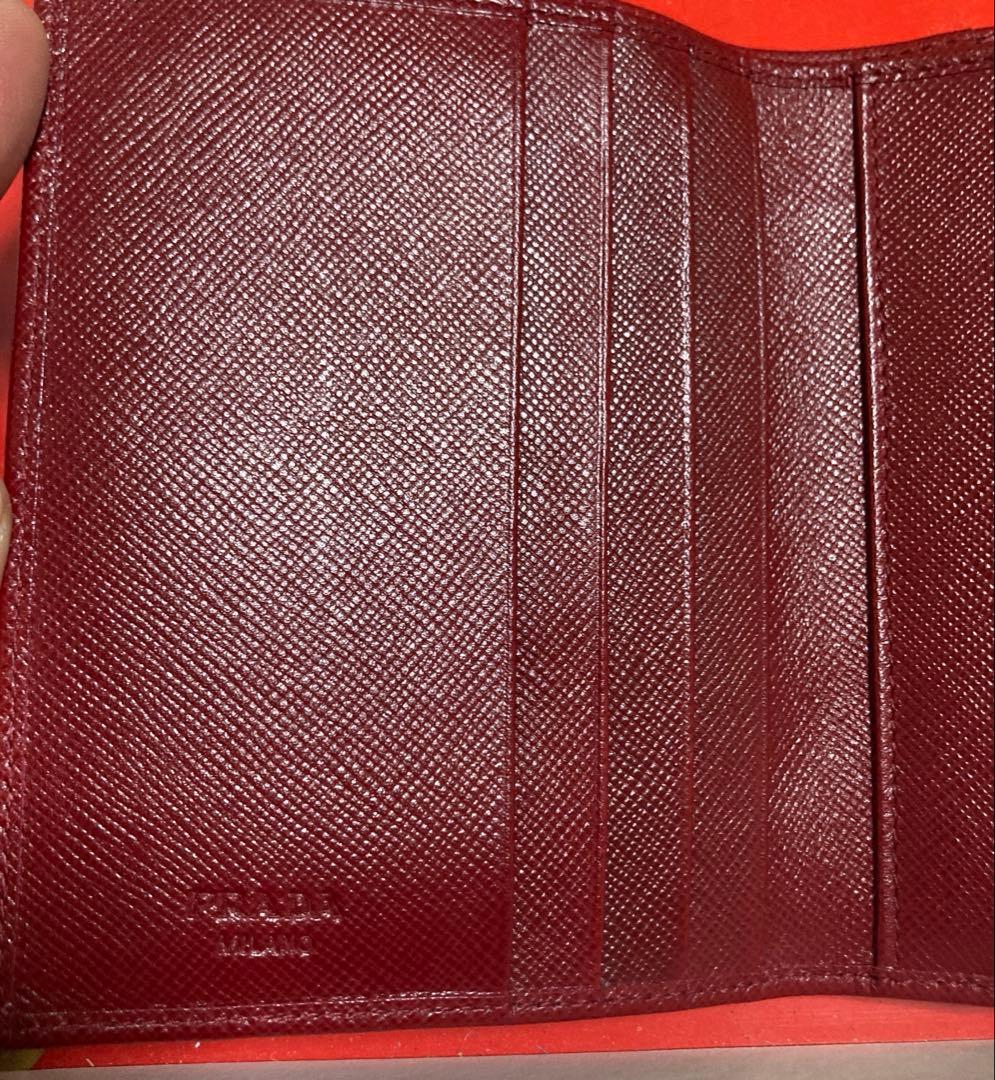 超美品✨プラダ　サフィアーノ　PRADA レッド 二つ折り財布