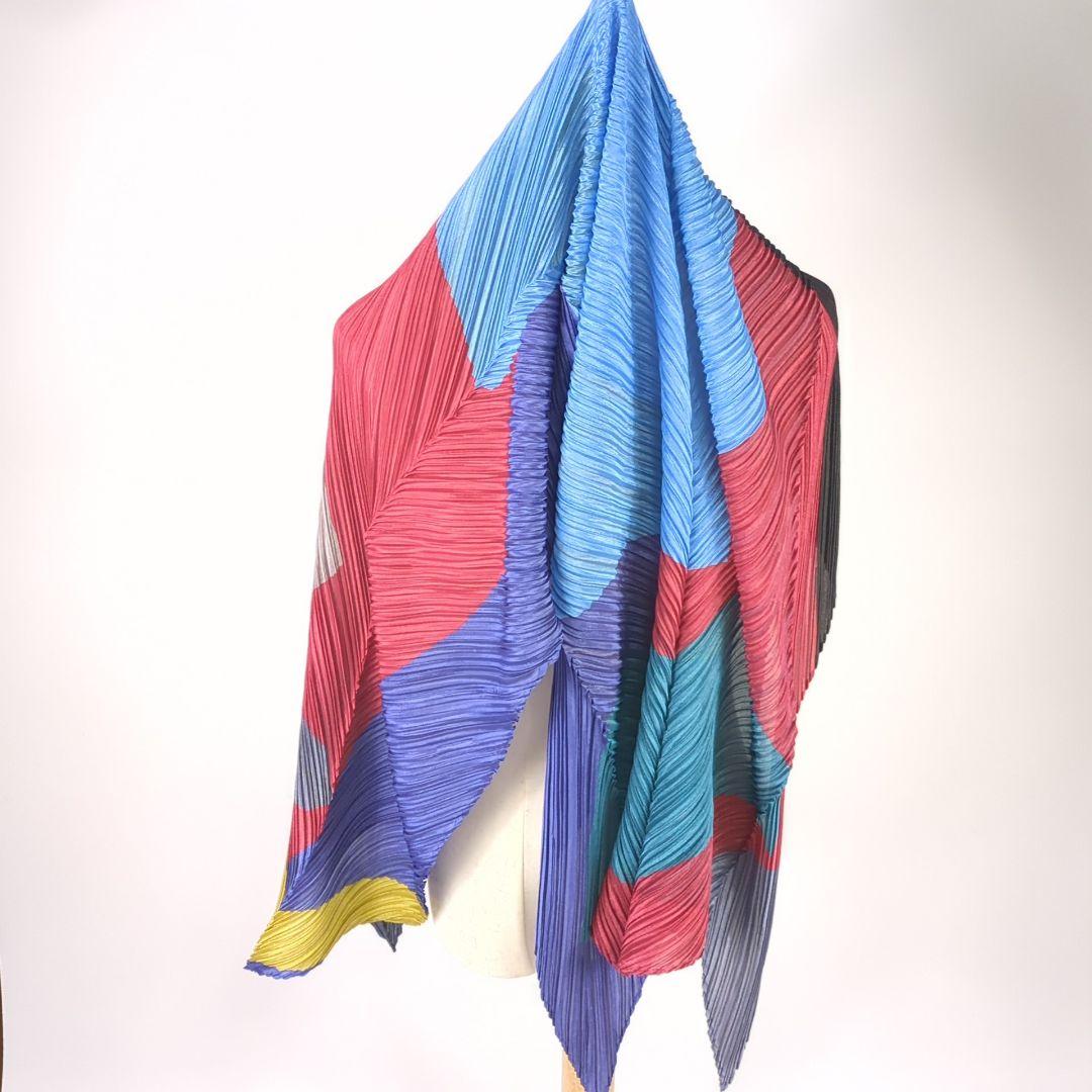 PLEATS PLEASE イッセイミヤケ 多色ストライプ 大判ストール 美品