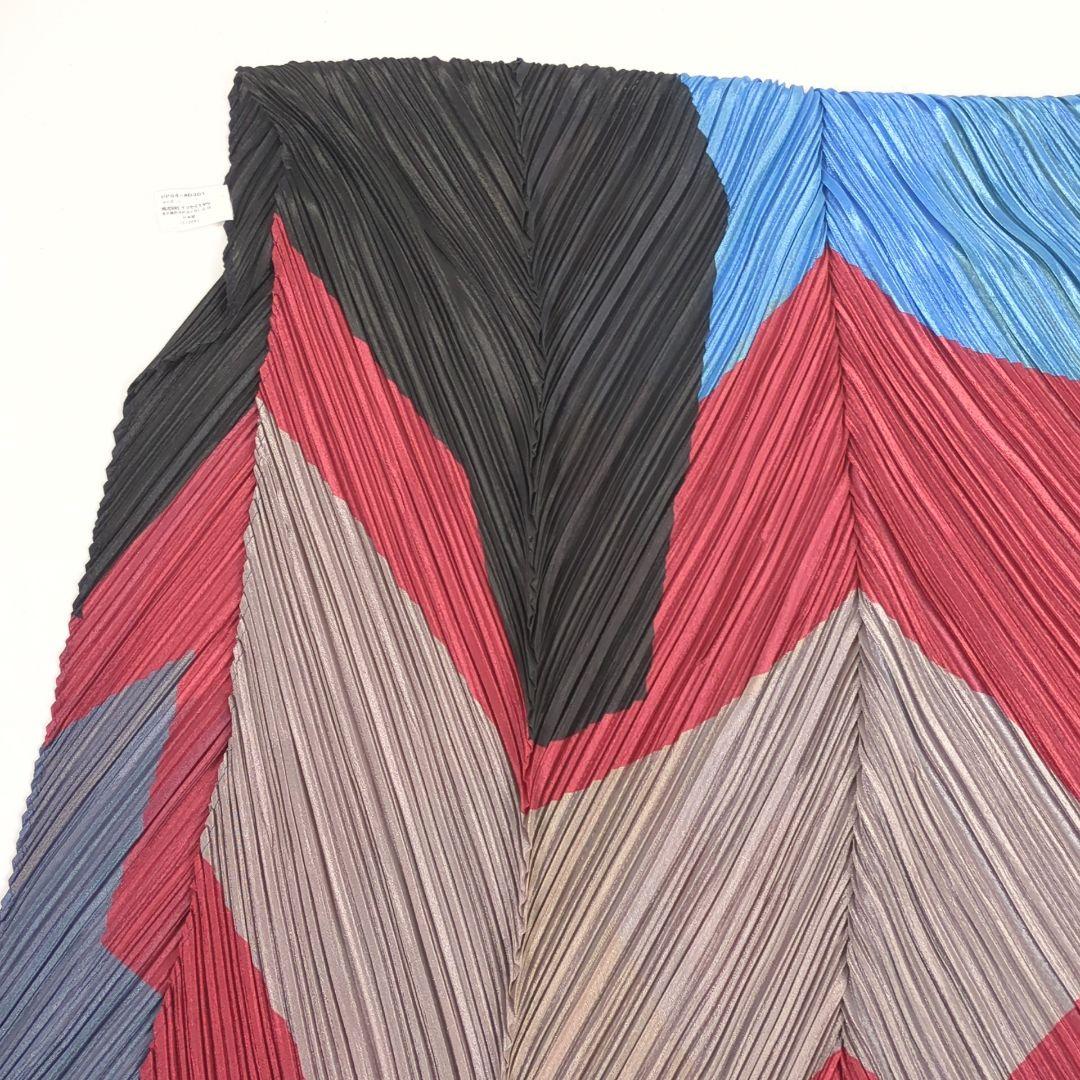 PLEATS PLEASE イッセイミヤケ 多色ストライプ 大判ストール 美品