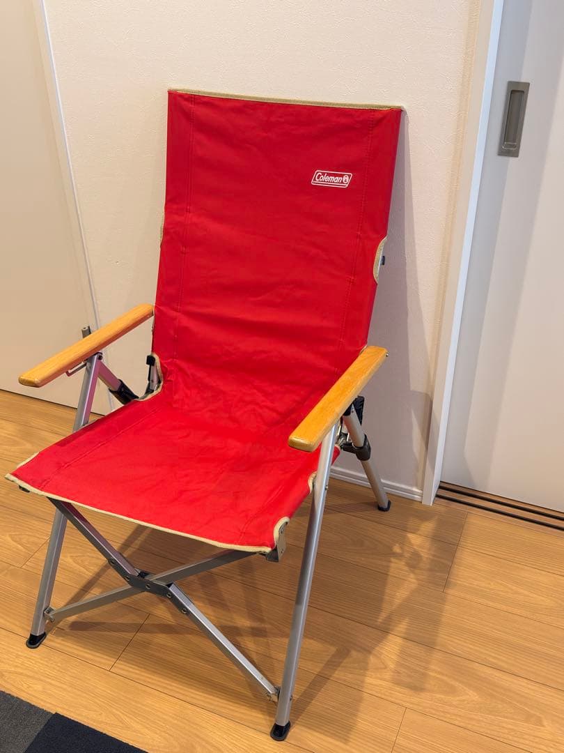 【希少品 廃盤カラーColemanレイチェア】 リクライニングチェア_レッド_