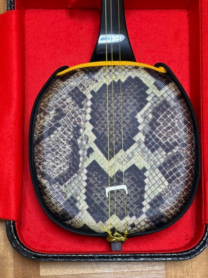 極美品　三線（沖縄三味線）奄美大島　爪　ハードケース付　テープ、島唄詩集付き