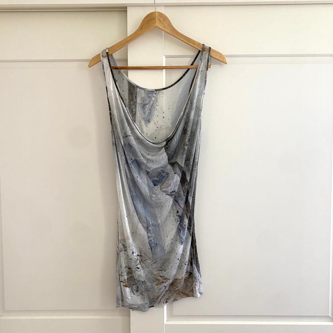 HELMUT LANG バックドレープ タンク アートプリント Y2K 美品