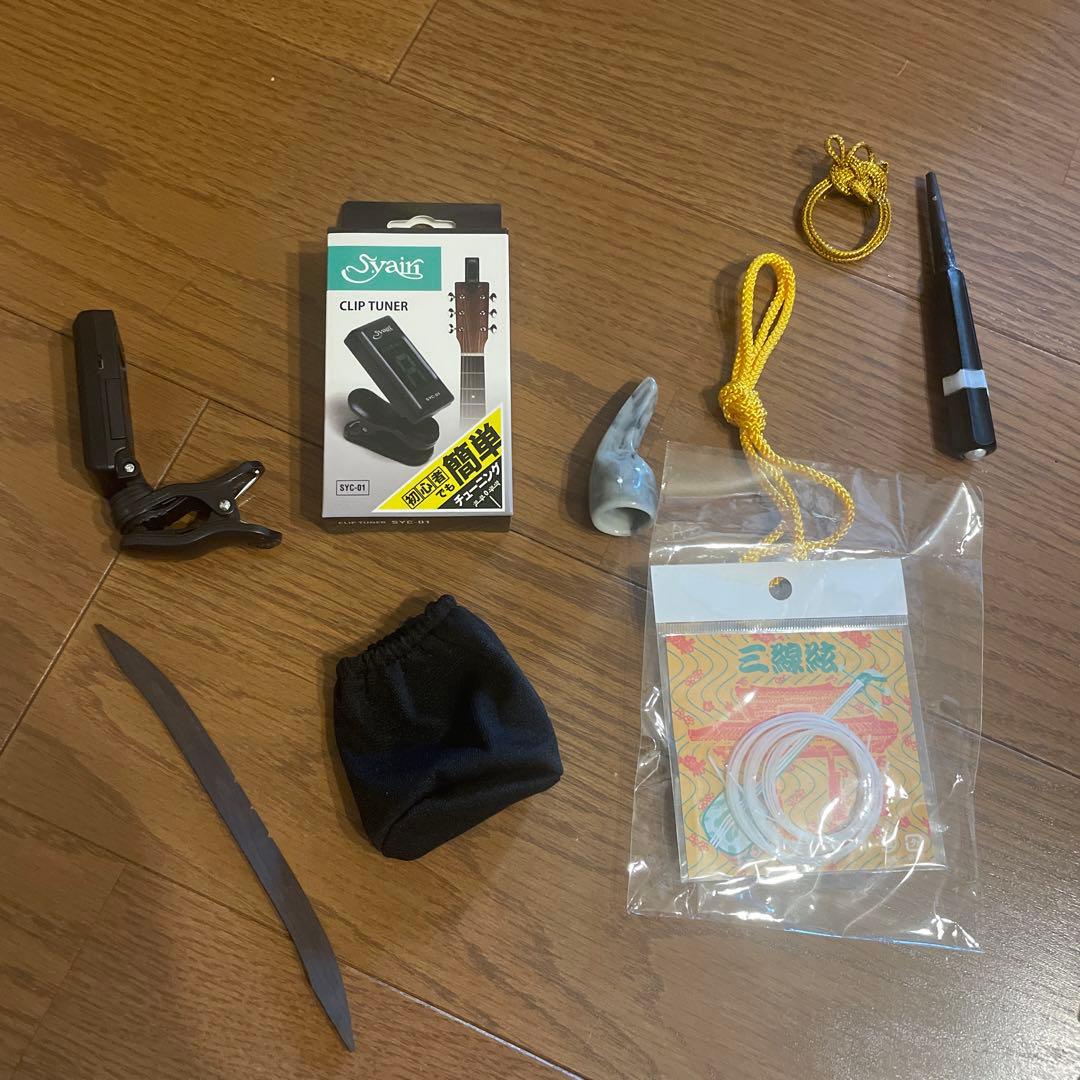 三味線 和楽器　人工皮沖縄三線 初心者セット　海の声・楽譜付き