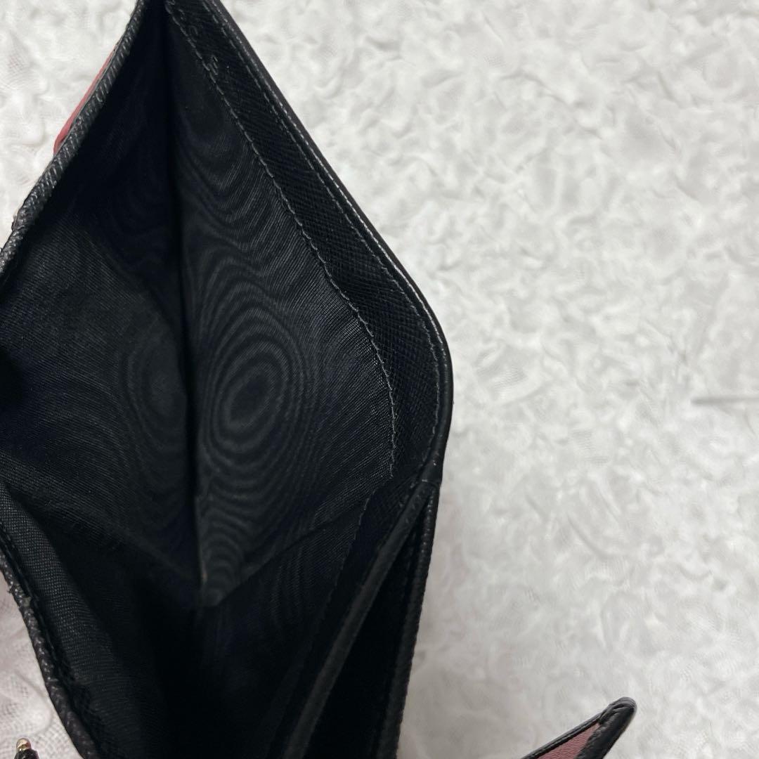 PRADA ブラック 二つ折り財布　ゴールド　ピンク　バイカラー　コンパクト