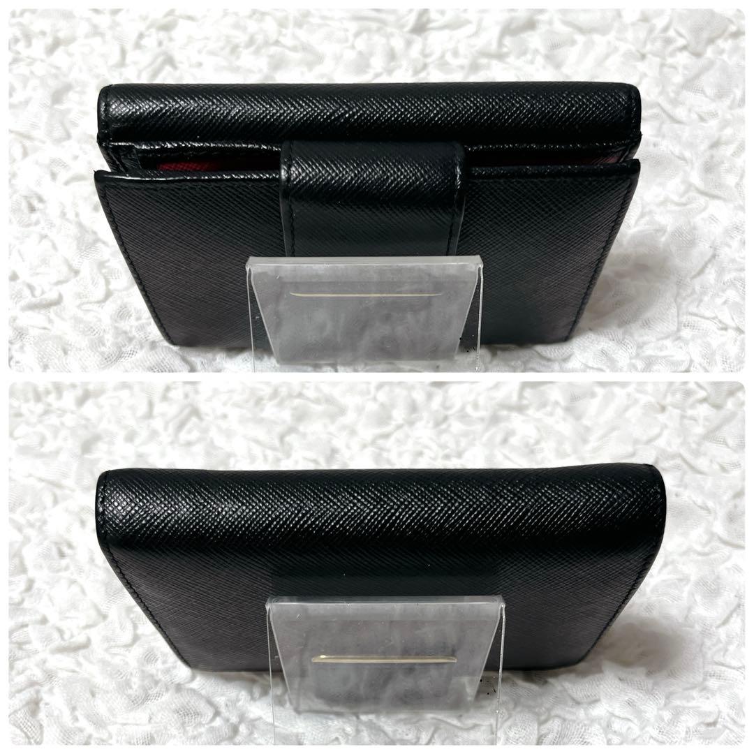 PRADA ブラック 二つ折り財布　ゴールド　ピンク　バイカラー　コンパクト