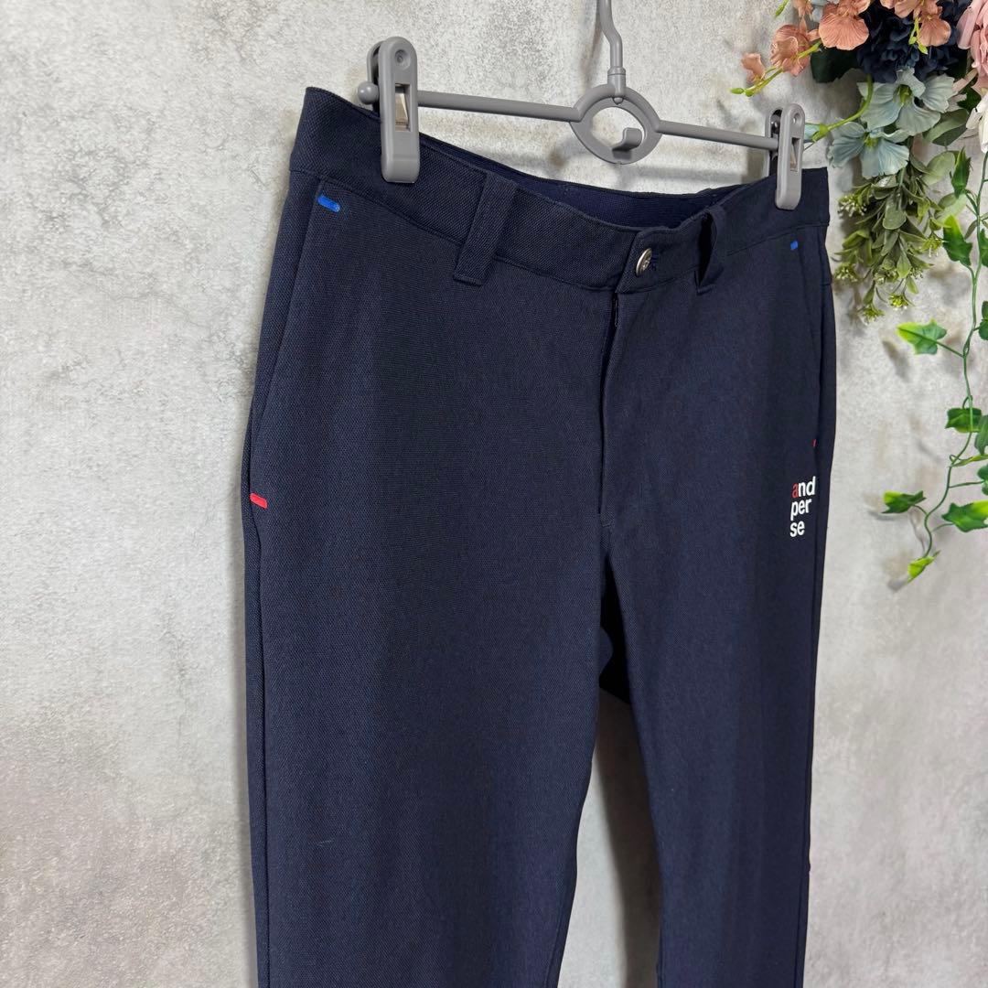 アンパスィ　ジャガードパンツ　ストレッチ　ネイビー　ゴルフウェア
