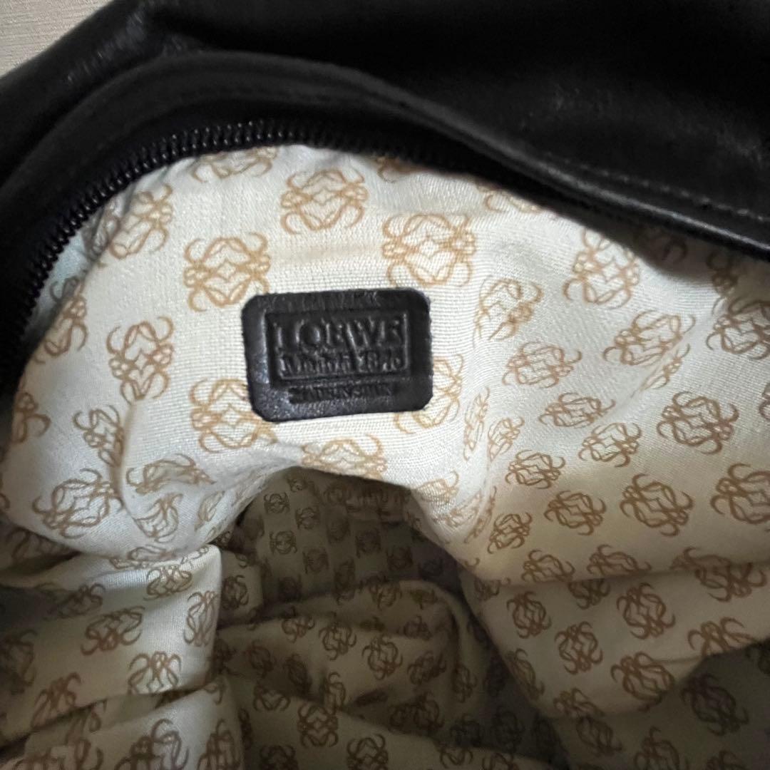 LOEWE ロエベ ヴィンテージ アナグラム ブラック レザー ボストンバッグ