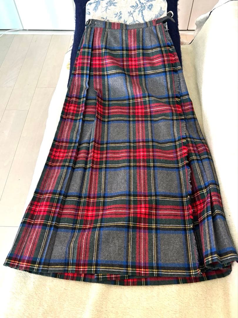 【美品】O'NEIL of DUBLINウールキルトスカート⭐︎マキシ丈90cm