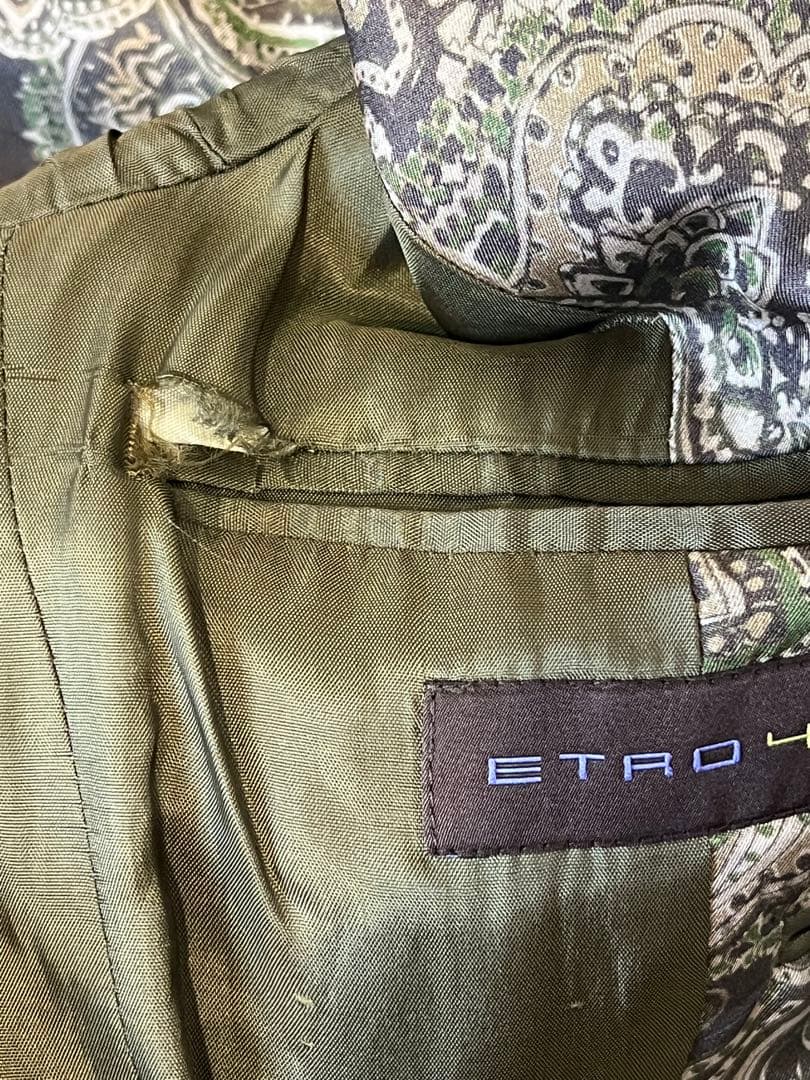 ETRO エトロ チェック柄テーラードジャケット 46 ブラウン