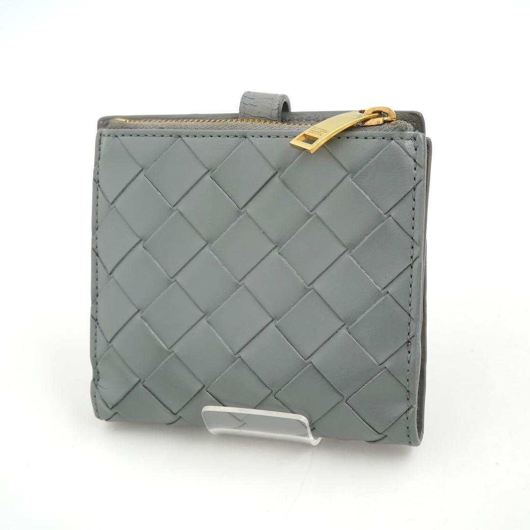 ✨未使用に近い　bottega veneta ミニ財布　イントレチャート　グレー