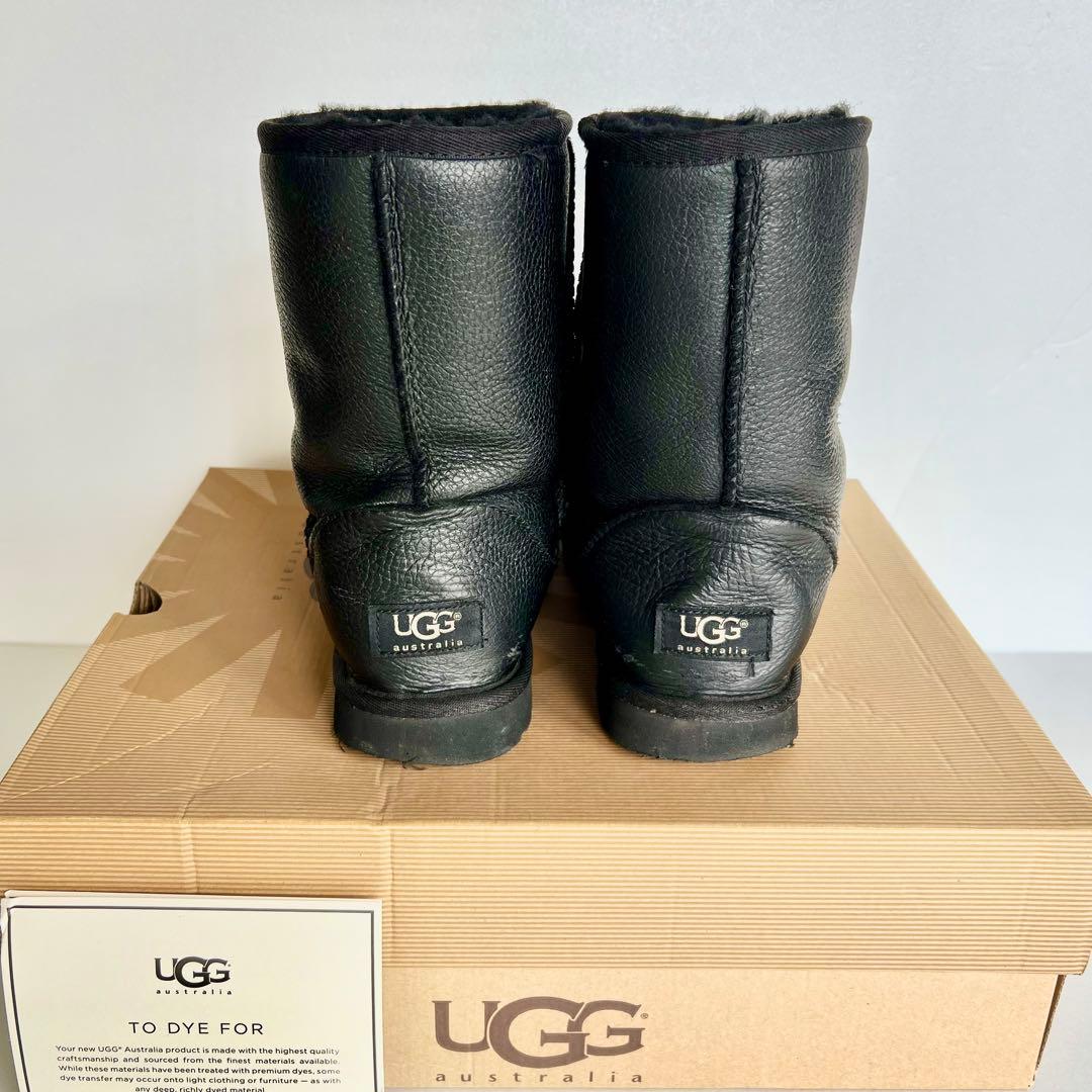 UGG ブラック レザー ムートンブーツ クラッシック ショートサイズ7
