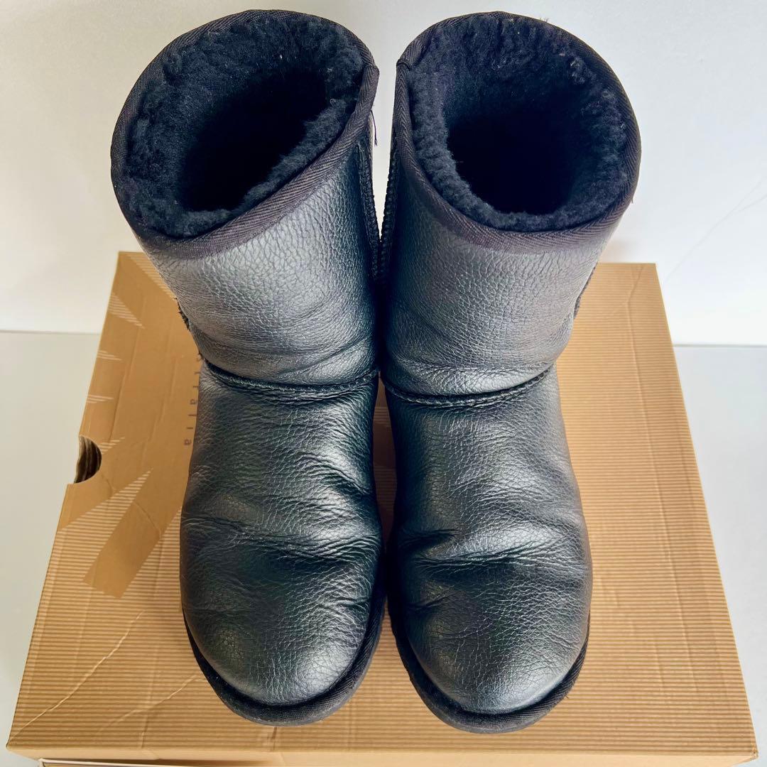 UGG ブラック レザー ムートンブーツ クラッシック ショートサイズ7