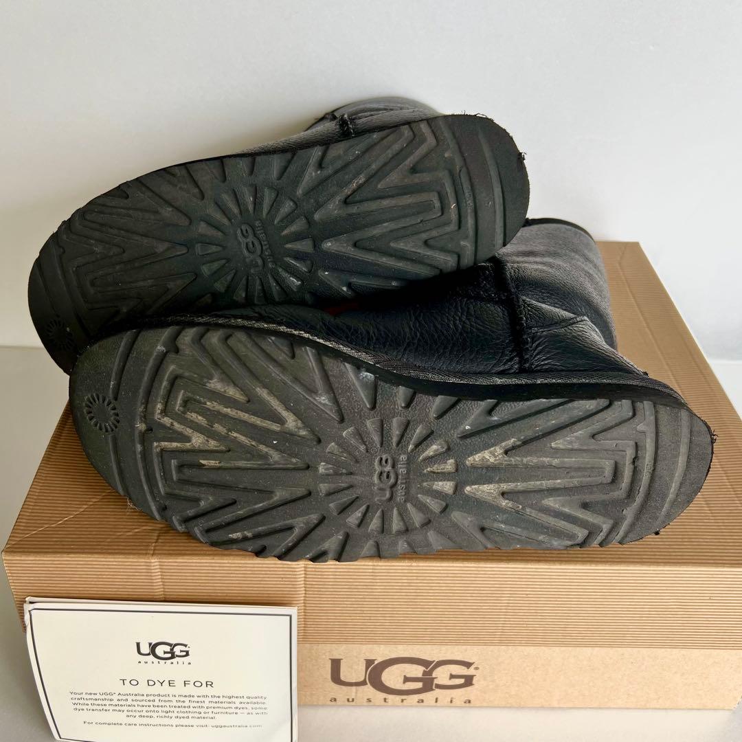 UGG ブラック レザー ムートンブーツ クラッシック ショートサイズ7