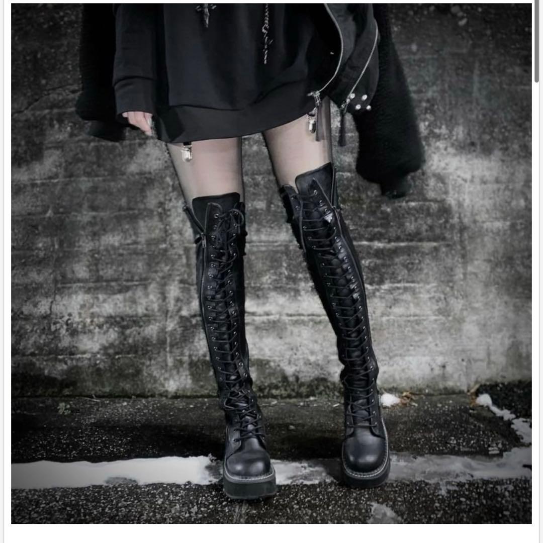 Demonia ニーハイブーツ　Blk Str Vegan Leather