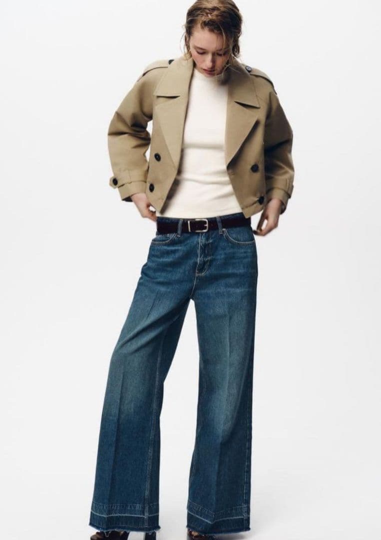 極美品✨大人気✨ZARA ショート丈ダブルブレストジャケット　トレンチコート　M