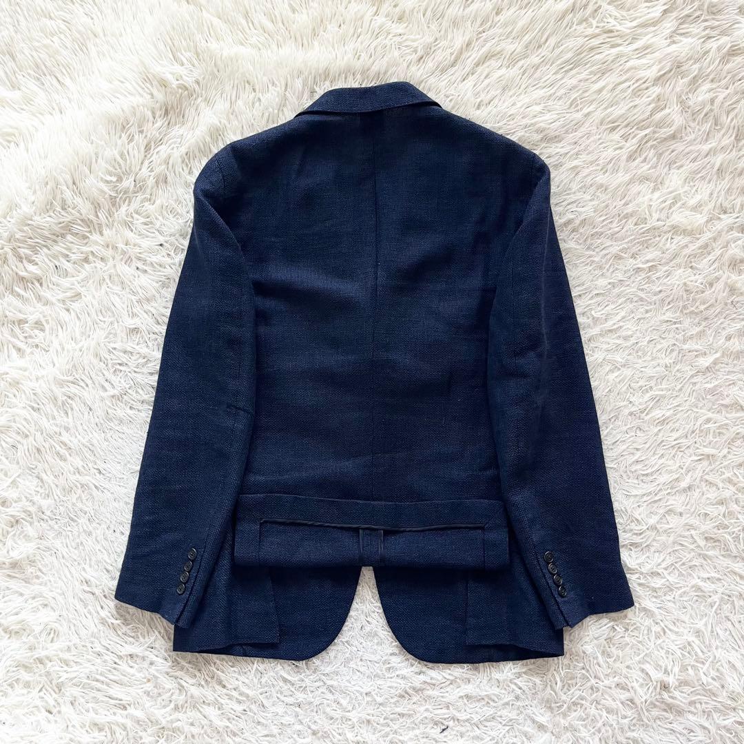 <美品>BELVEST ネイビー ウール リネン ジャケット サイズ48
