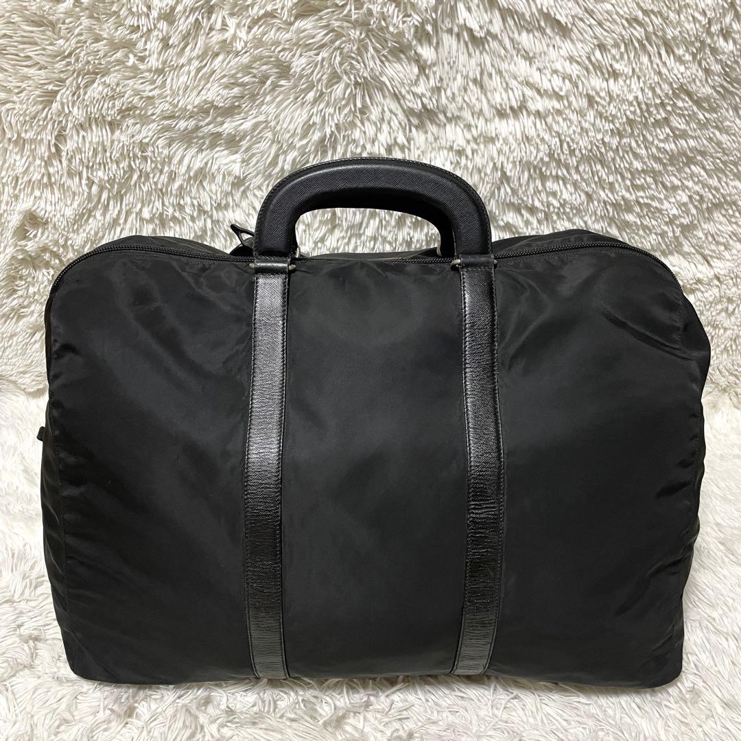 【美品】PRADA プラダ　ボストンバッグ　ナイロン　レザー　ブラック　黒　旅行
