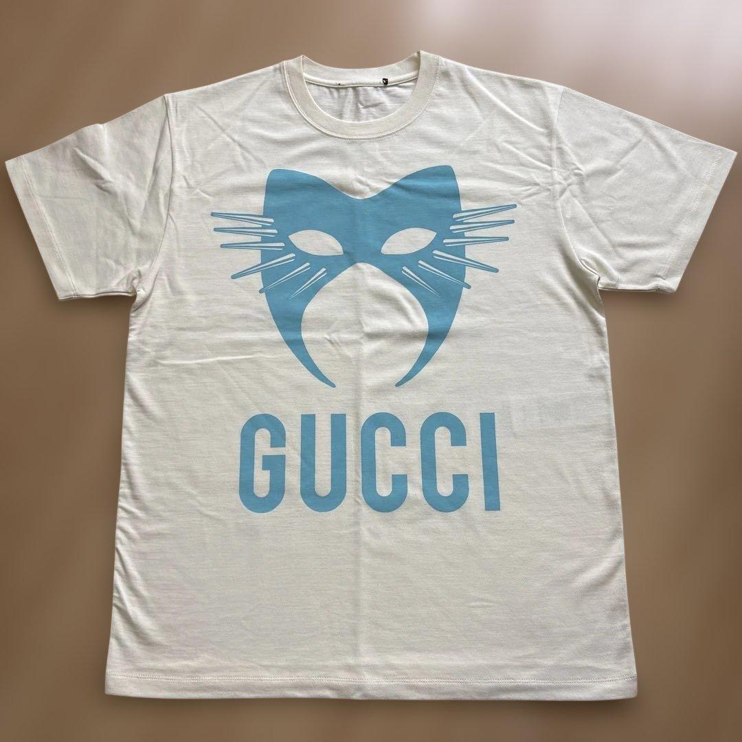 GUCCI グッチ　マニフェスト　マスクプリント　オーバーサイズTシャツ