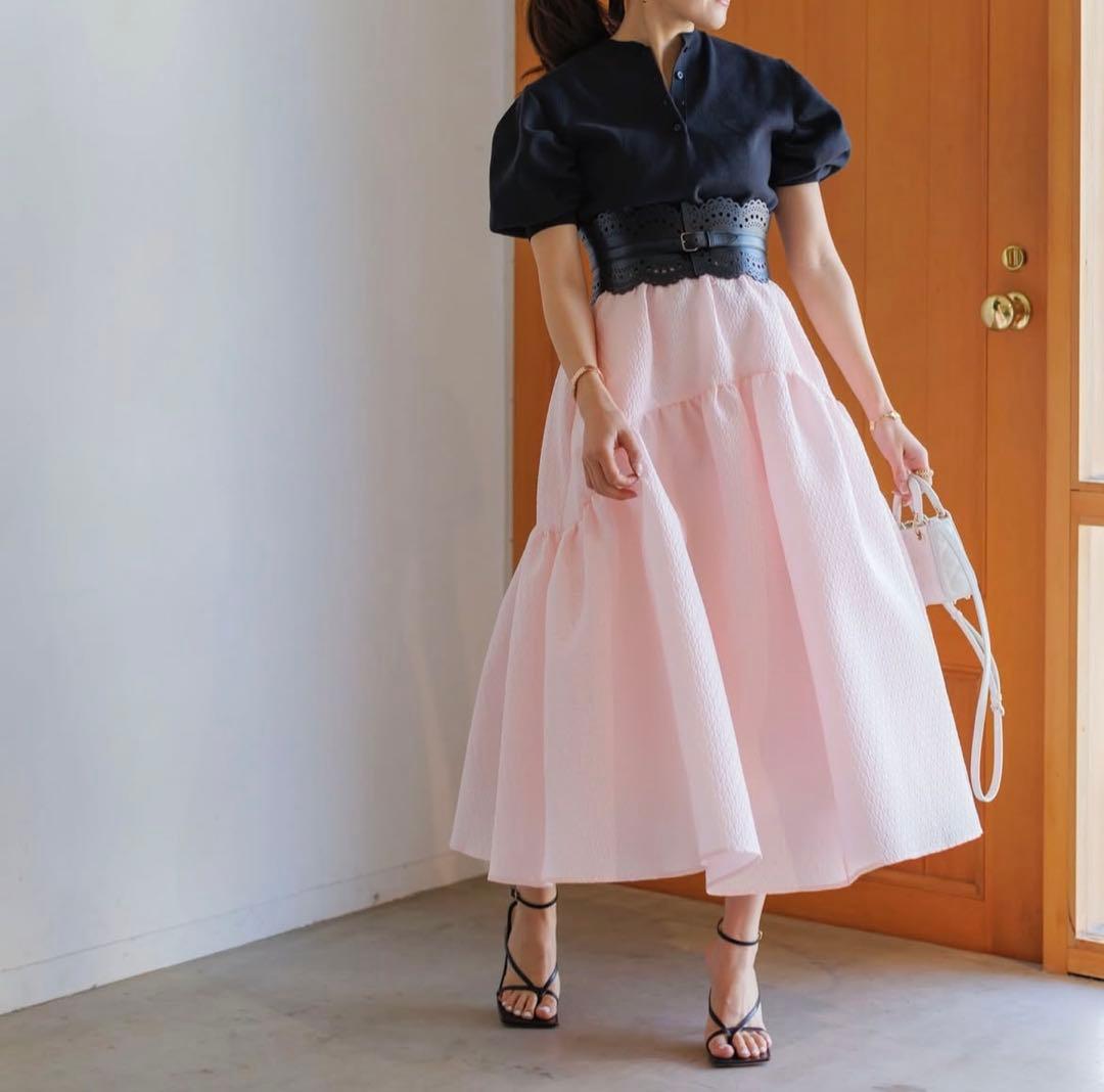 bluelea Jacquard skirt 36 pink ブルレア