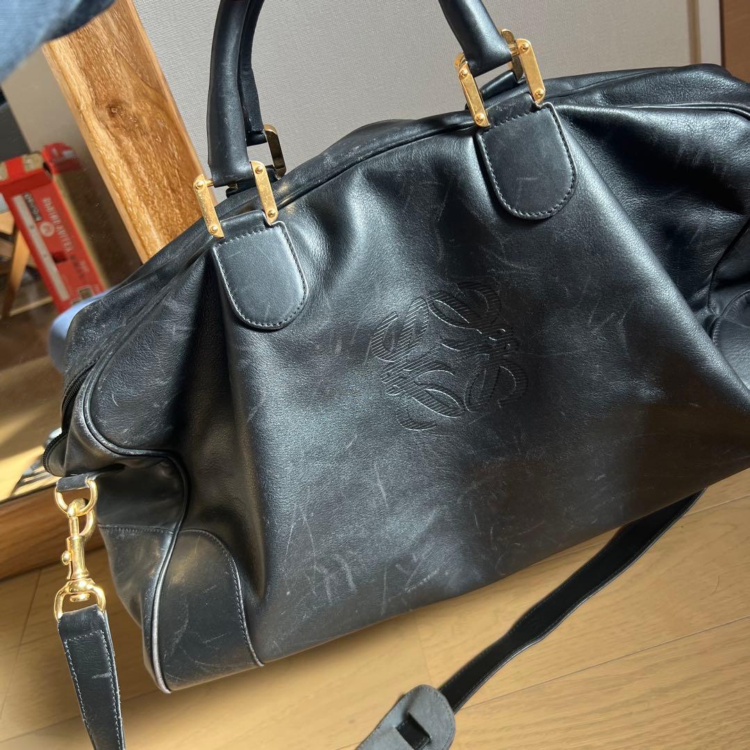 LOEWE ボストンバッグ アマソナ50 アナグラム レザー ブラック　黒