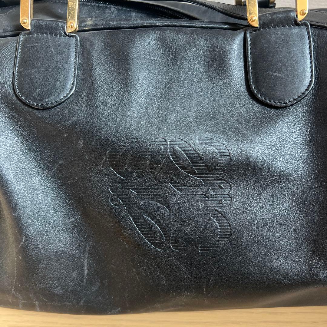LOEWE ボストンバッグ アマソナ50 アナグラム レザー ブラック　黒