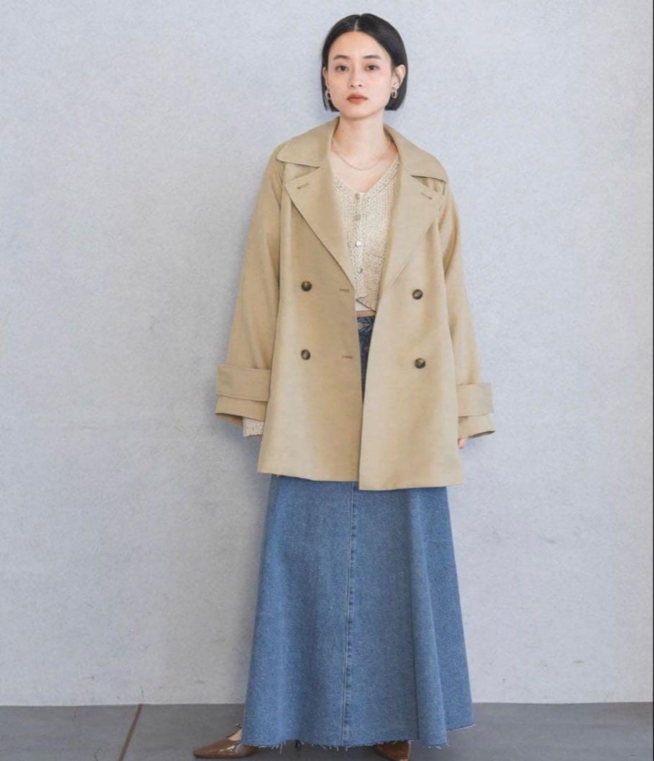 美品★アパートバイ ルーズジャケットコート ベージュ