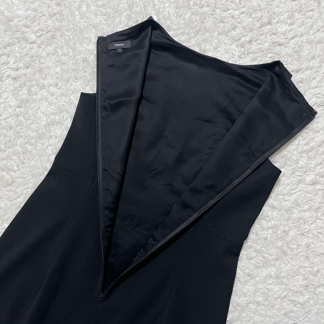美品✨theory ノースリーブワンピース　膝丈　黒　2