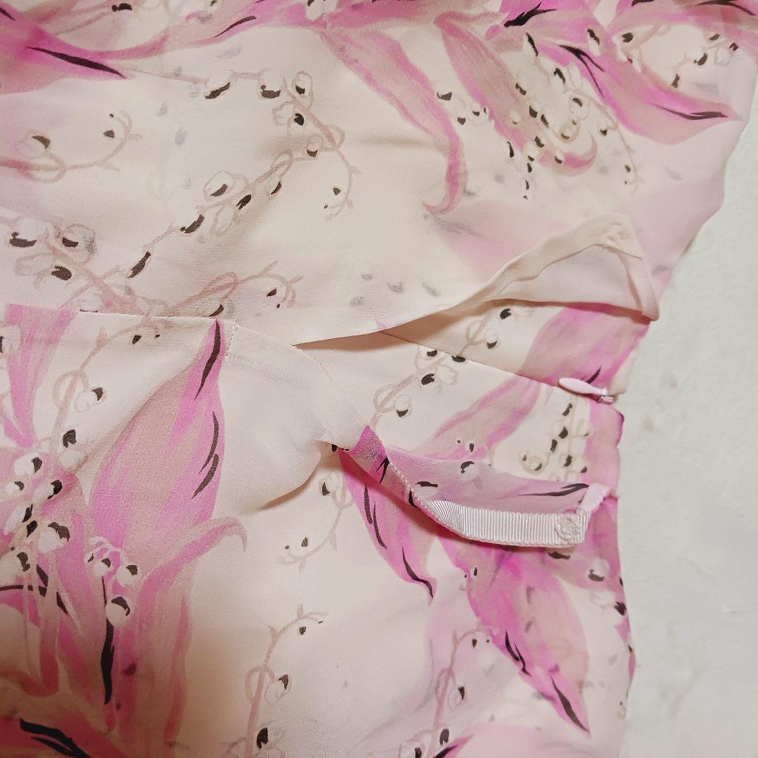 Giambattista Valli 花柄フレアワンピース　フリルスリーブ