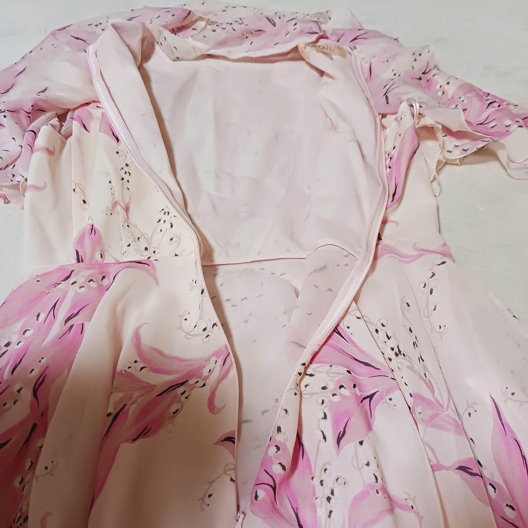 Giambattista Valli 花柄フレアワンピース　フリルスリーブ