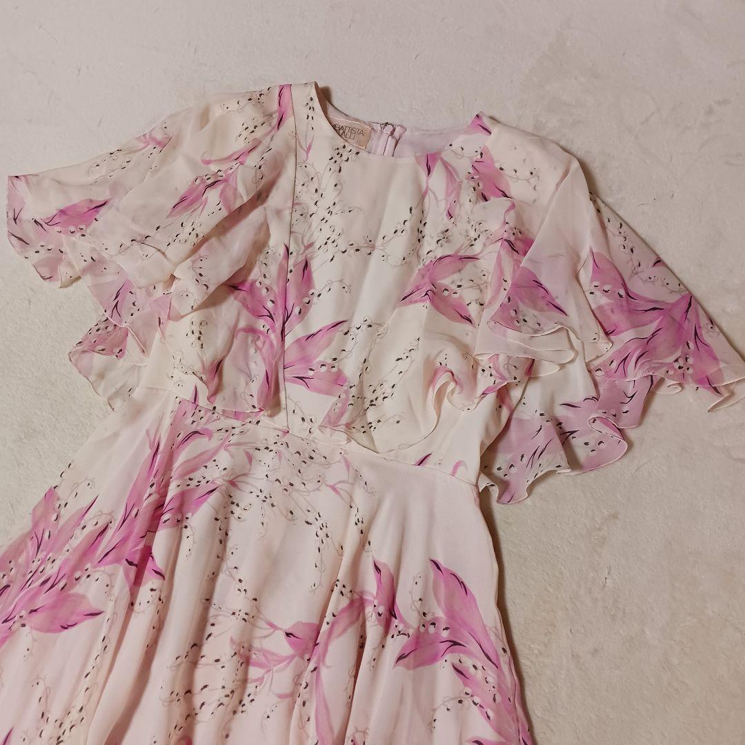 Giambattista Valli 花柄フレアワンピース　フリルスリーブ