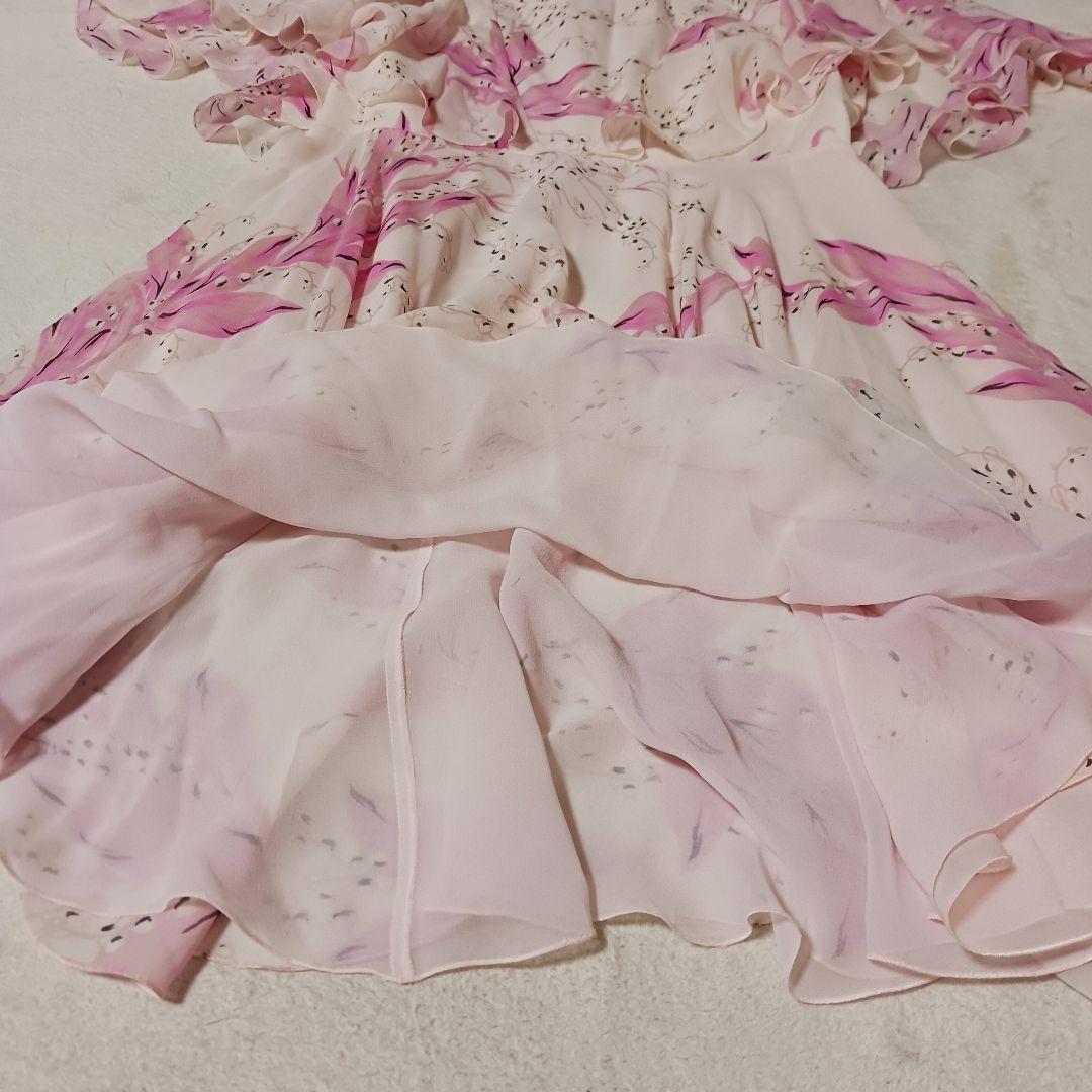 Giambattista Valli 花柄フレアワンピース　フリルスリーブ