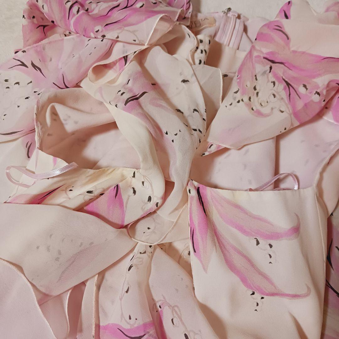 Giambattista Valli 花柄フレアワンピース　フリルスリーブ
