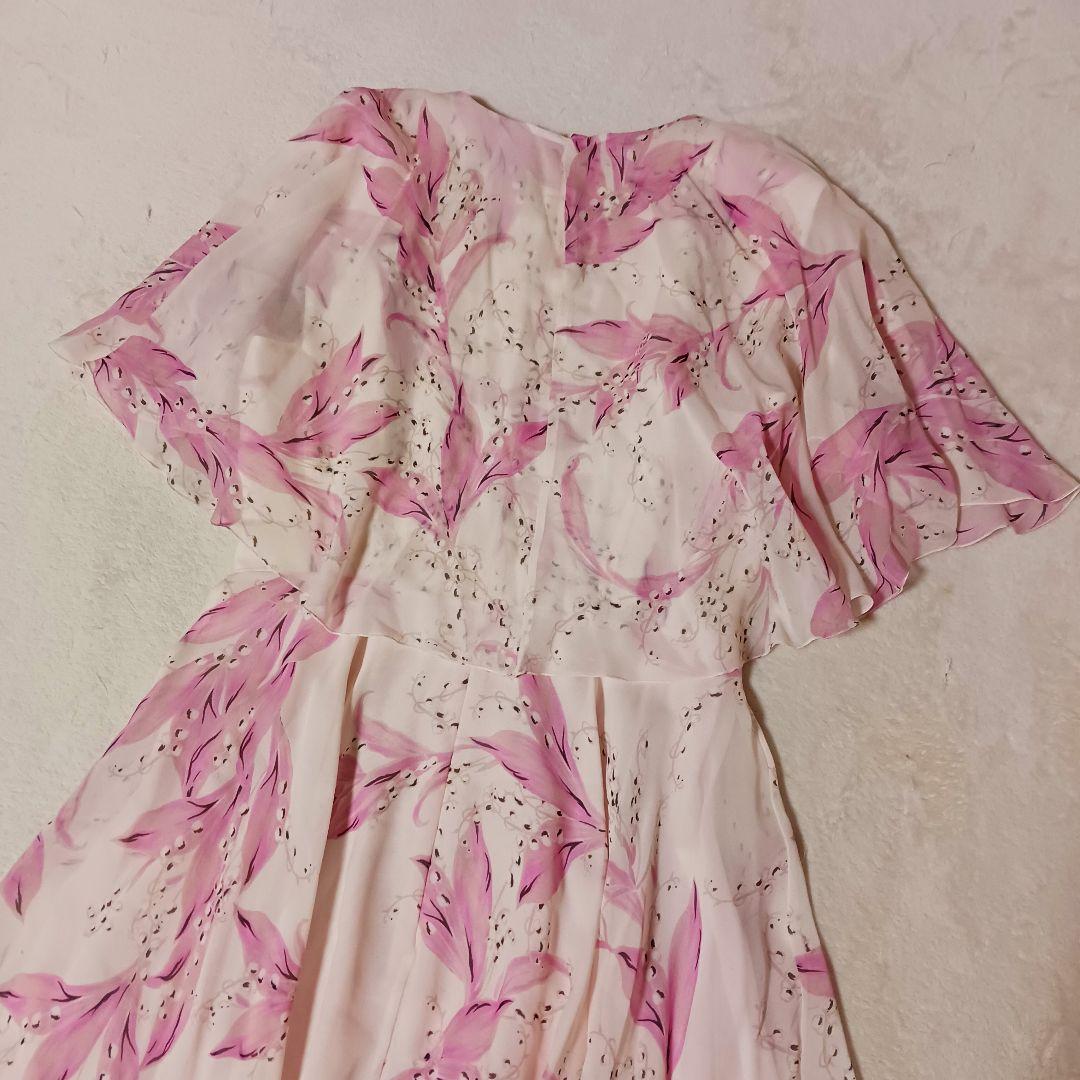 Giambattista Valli 花柄フレアワンピース　フリルスリーブ