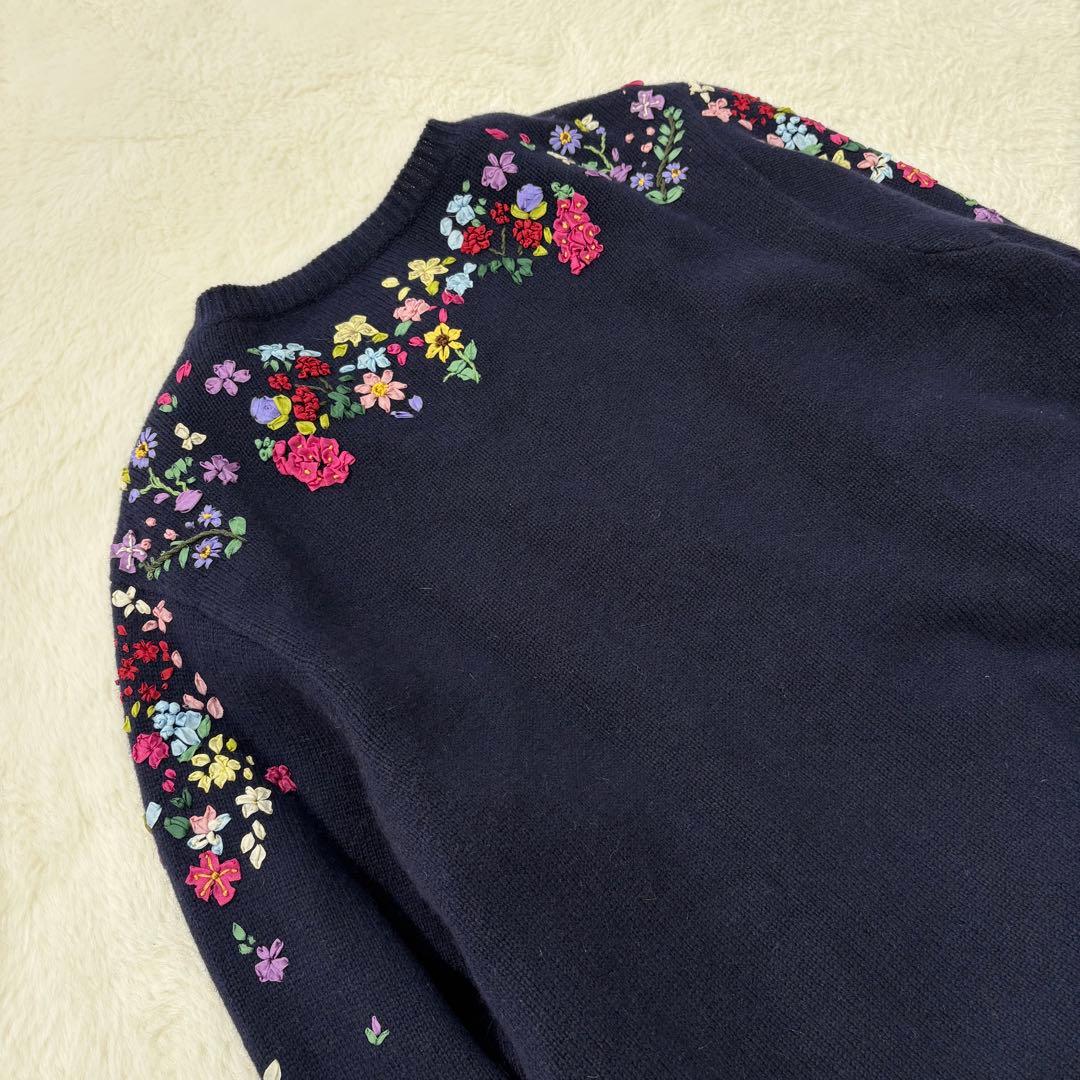 ケイタマルヤマ カーディガン 花柄刺繍 近年モデル ウール 日本製 美品 高級感