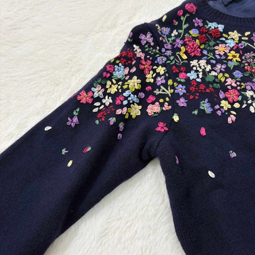 ケイタマルヤマ カーディガン 花柄刺繍 近年モデル ウール 日本製 美品 高級感