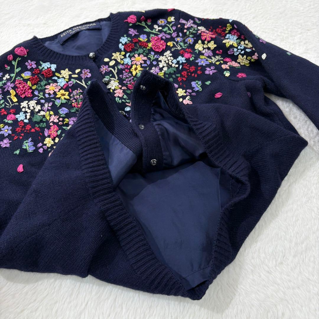 ケイタマルヤマ カーディガン 花柄刺繍 近年モデル ウール 日本製 美品 高級感