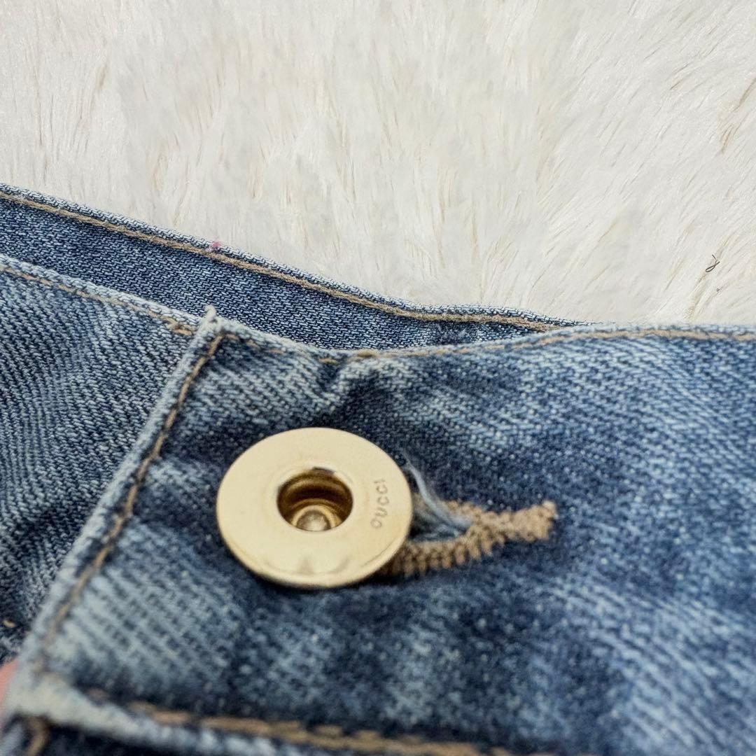 イタリア製✨希少　グッチ　GUCCI ストレートデニム　ロゴ刺繍　40サイズ