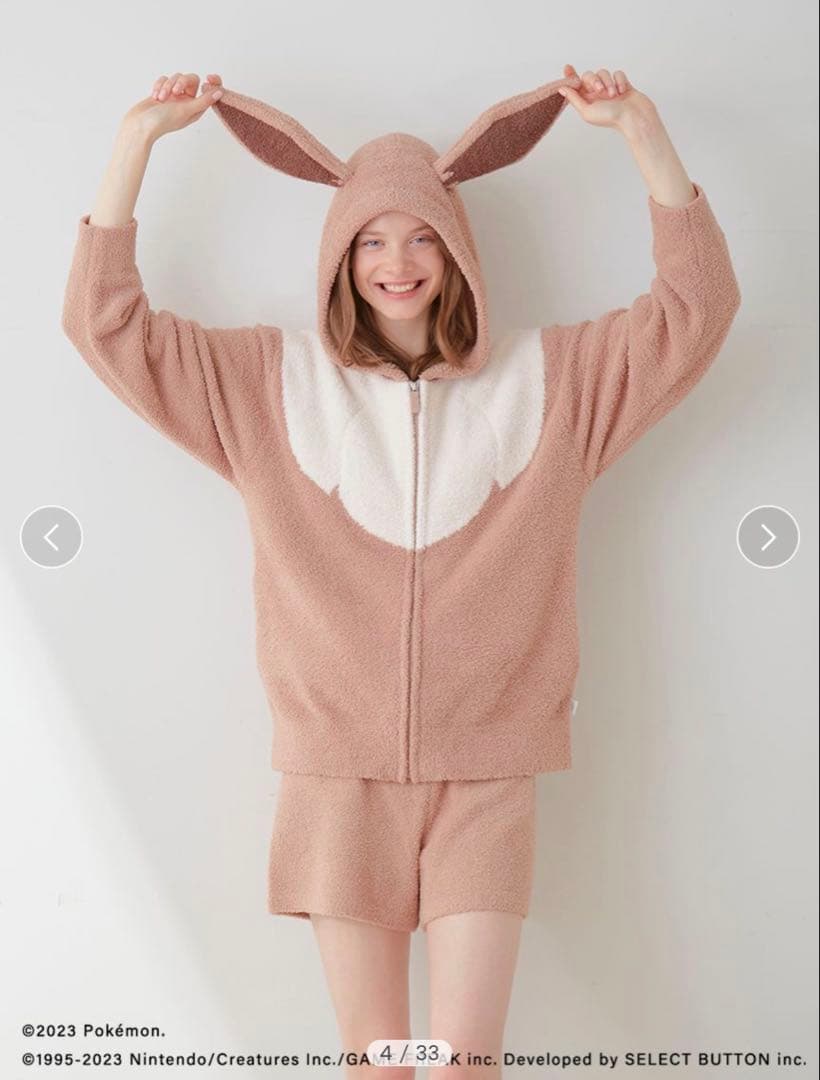 美品　ジェラートピケ　ポケモン　ベビモコ イーブイ パーカ＆ショートパンツセット