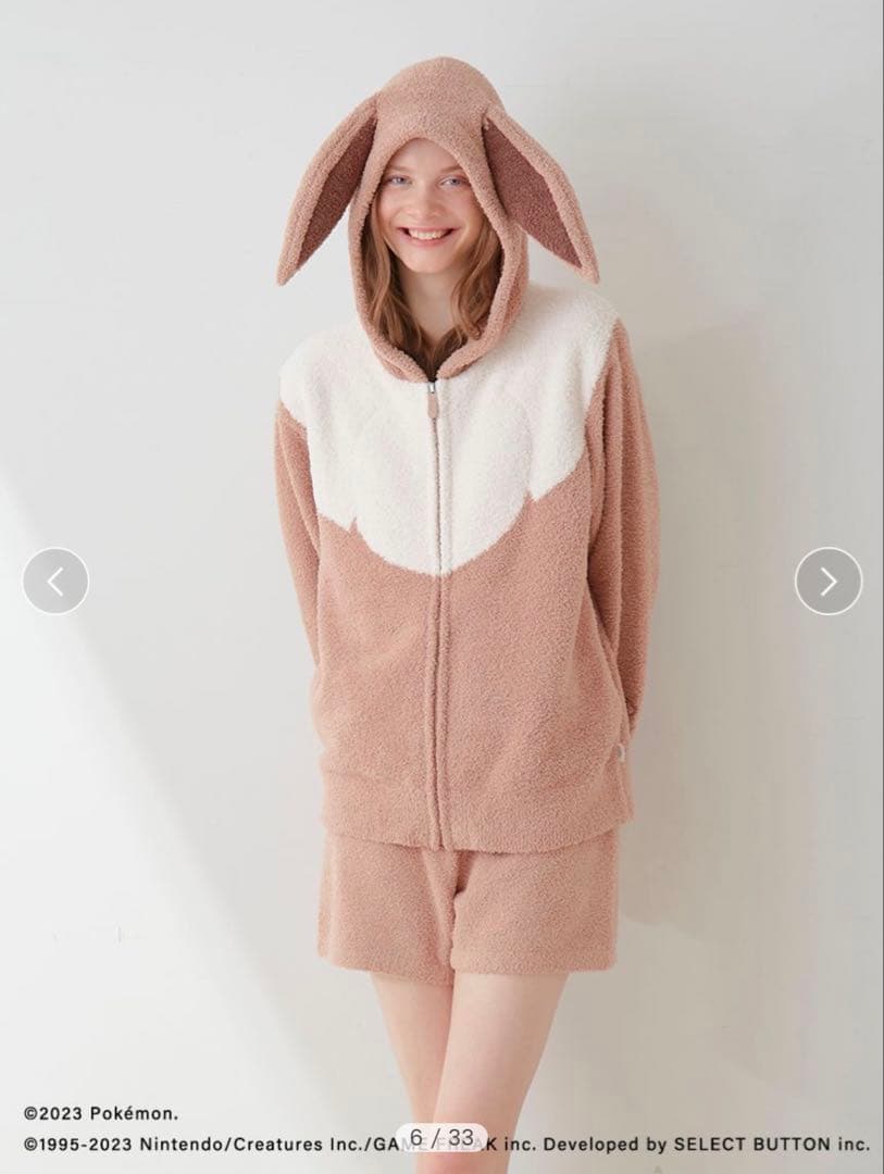 美品　ジェラートピケ　ポケモン　ベビモコ イーブイ パーカ＆ショートパンツセット