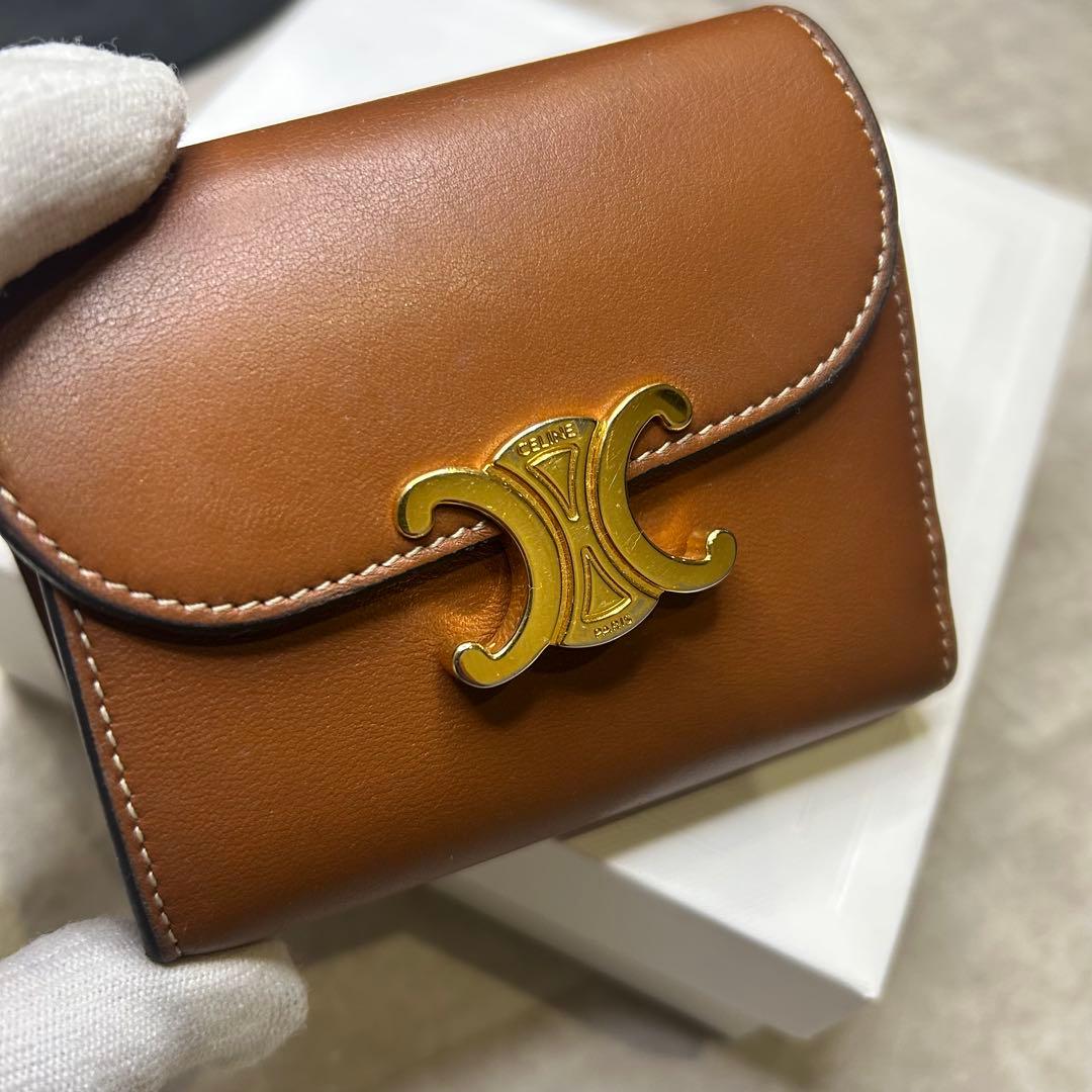美品✨セリーヌ トリオンフ スモール フラップウォレット ブラウン