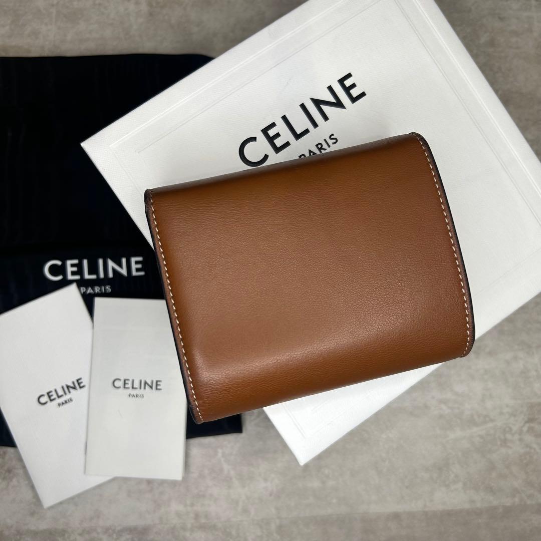 美品✨セリーヌ トリオンフ スモール フラップウォレット ブラウン