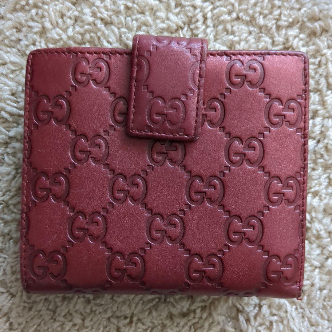 GUCCI　シマレザー　ラブリーハート 　二つ折り財布